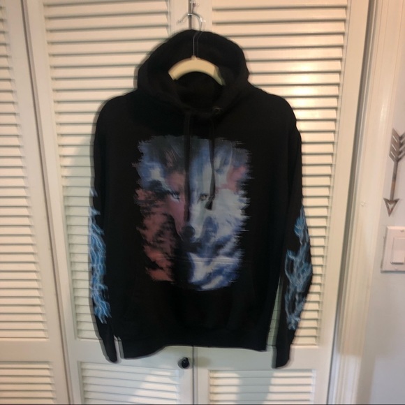 Sunrise Surf Company Hoodie Black with Wolf graphic - Picture 1 of 7